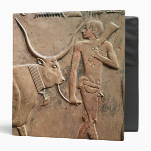Relief depicting peasant leading cow to binder