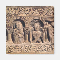 Relief depicting saints with a seraph