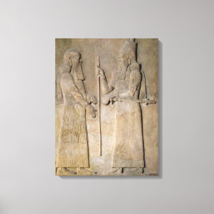 Relief depicting Sargon II and a vizier Canvas Print