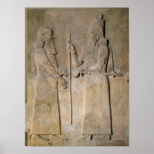 Relief depicting Sargon II and a vizier Poster