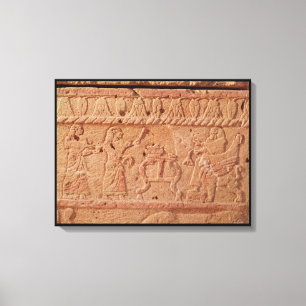 Relief depicting servant paying homage to the canvas print
