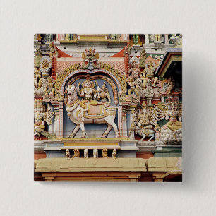 Relief depicting Shiva and Parvati riding 2 Inch Square Button