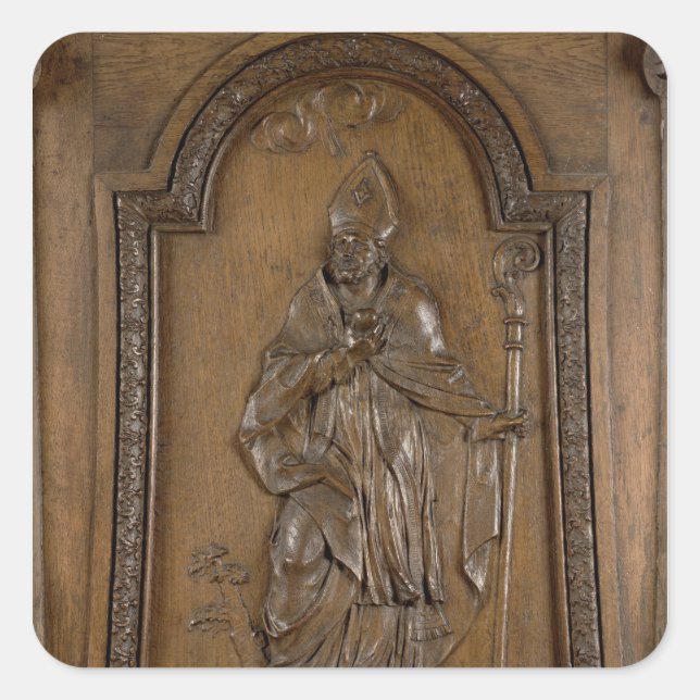 Relief depicting St. Medard  Bishop Square Sticker (Front)