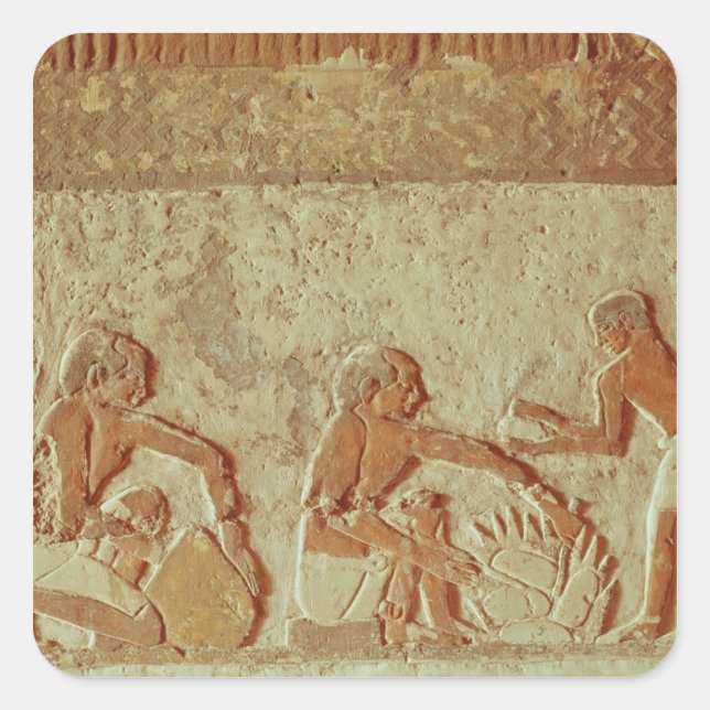 Relief depicting the making and baking of bread square sticker (Front)
