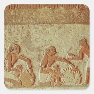 Relief depicting the making and baking of bread square sticker