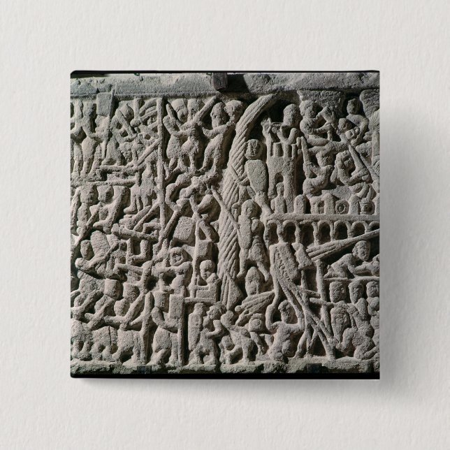 Relief depicting the Siege of Carcassonne 2 Inch Square Button (Front)