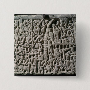 Relief depicting the Siege of Carcassonne 2 Inch Square Button