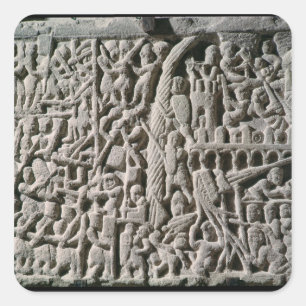 Relief depicting the Siege of Carcassonne Square Sticker