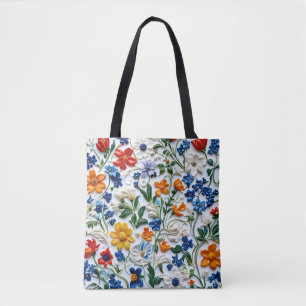 Relief Flower Tote Bag Elegant Floral Design