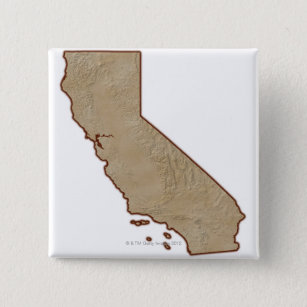 Relief Map of California 2 Inch Square Button