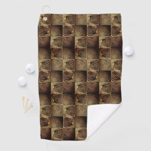 Relief of squares with brown gradient circles golf towel
