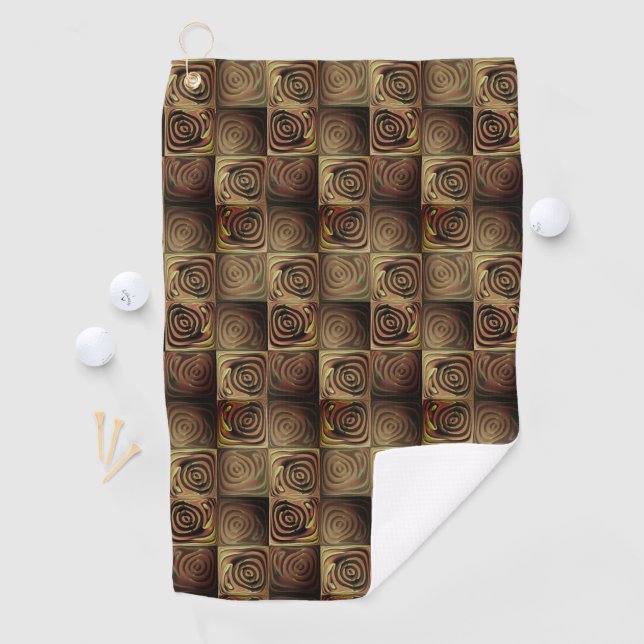 Relief of squares with brown gradient  circles golf towel (InSitu)