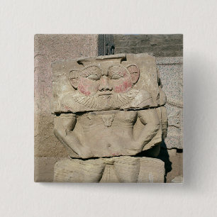 Relief of the Egyptian household god, Bes 2 Inch Square Button