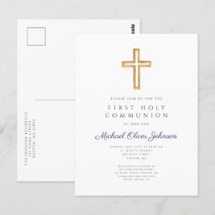 Religieux Blue Boy First Communion Invitation