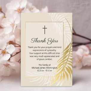 Religieux Gold Palm Funeral Merci Note Card