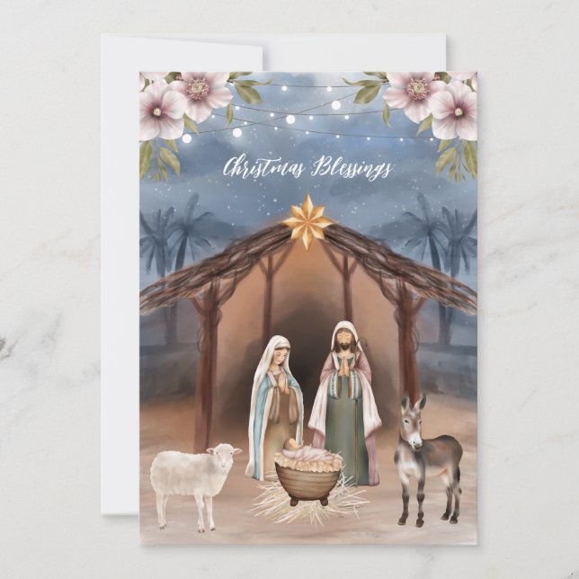 Religieux Jésus Nativité Cartes de Noël chrétienne (Devant)