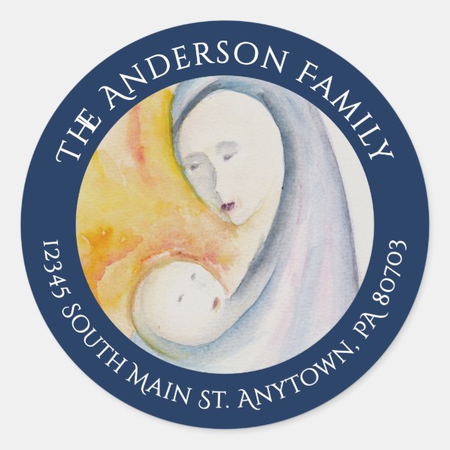 Religieux Noël Vierge et Étiquette de retour enfan (Devant)