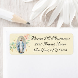 Religieux Vintage Vierge Marie Floral Élégant