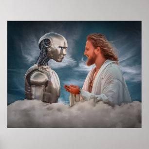 Religion and AI conceptual artwork  (AI) Poster