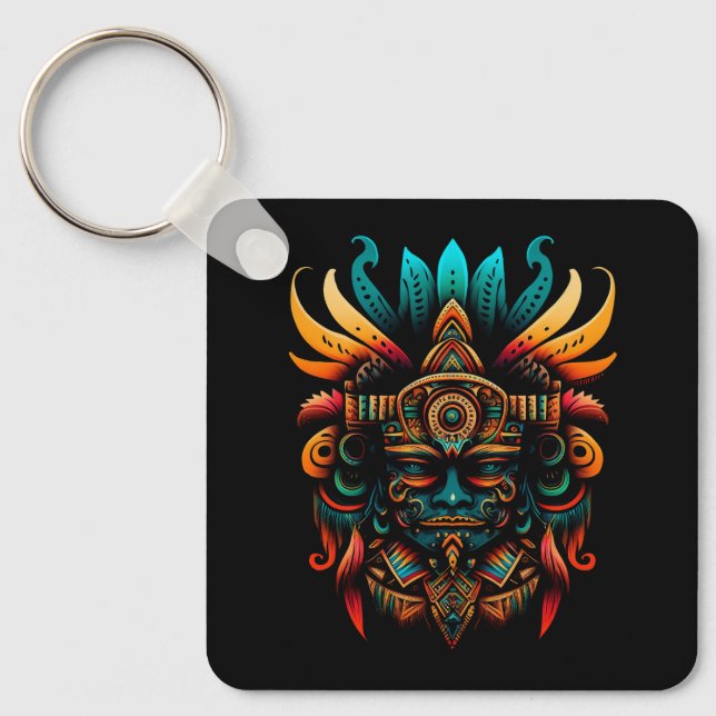 Religion Aztec God Tlaloc Mayan Mythology Deity Me Keychain (Front)
