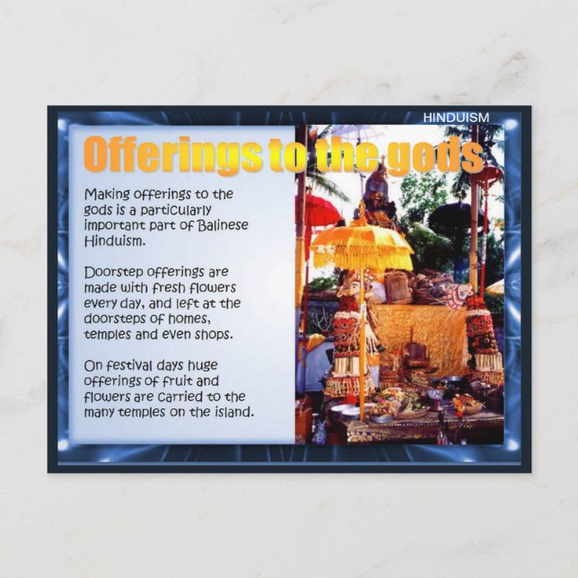 Religion, Balinese offerings to the gods Postcard (Front)