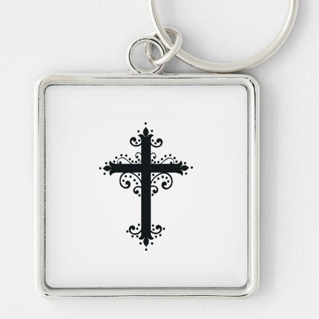 Religion Cross with an ornament Keychain (Front)