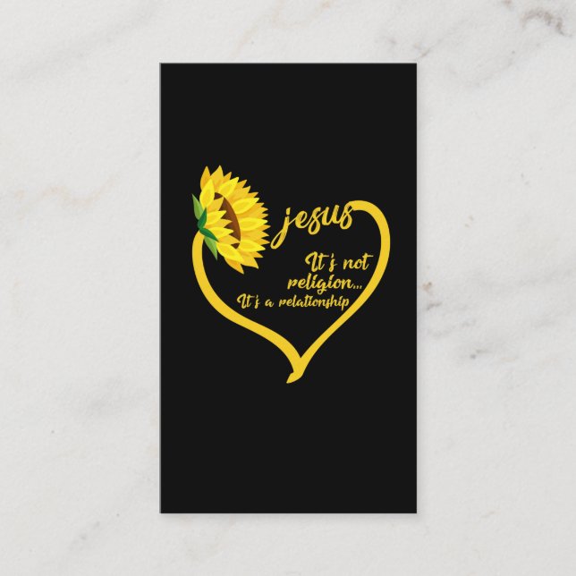 Religion It's A Relationship - Jesus Sunflower Business Card (Front)