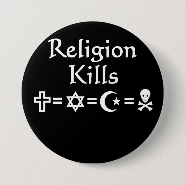 Religion Kills 3 Inch Round Button (Front)