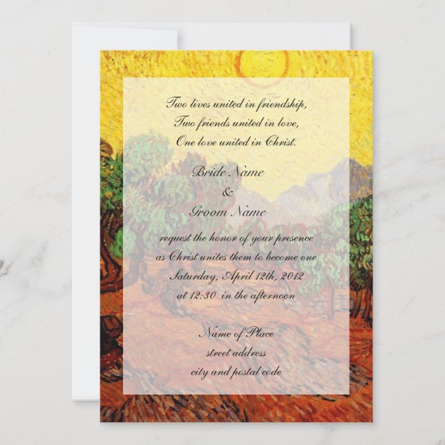 religions weddings,Vincent van Gogh Olive Trees Invitation (Front)