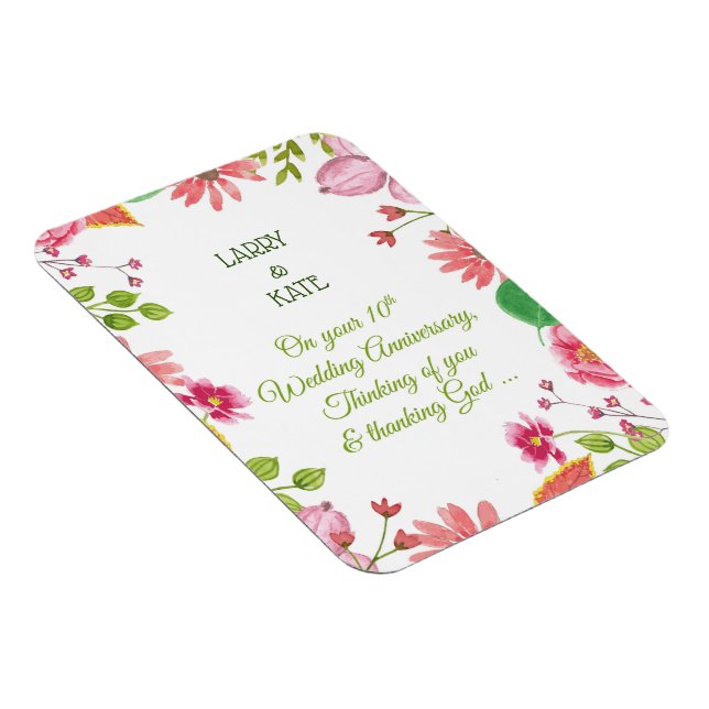 Religious 10th Wedding Anniversary Flowers Magnet (Right Side)