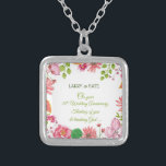 Religious 10th Wedding Anniversary Flowers Silver Plated Necklace<br><div class="desc">A decade of being together as a married couple is something worth celebrating. Join them today as they celebrate by sending this watercolor-look gift,  souvenir,  giveaway or party essential with a religious message.</div>