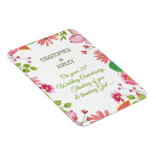 Religious 20th Wedding Anniversary Flowers Magnet
