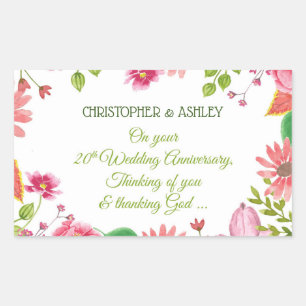 Religious 20th Wedding Anniversary Flowers Sticker