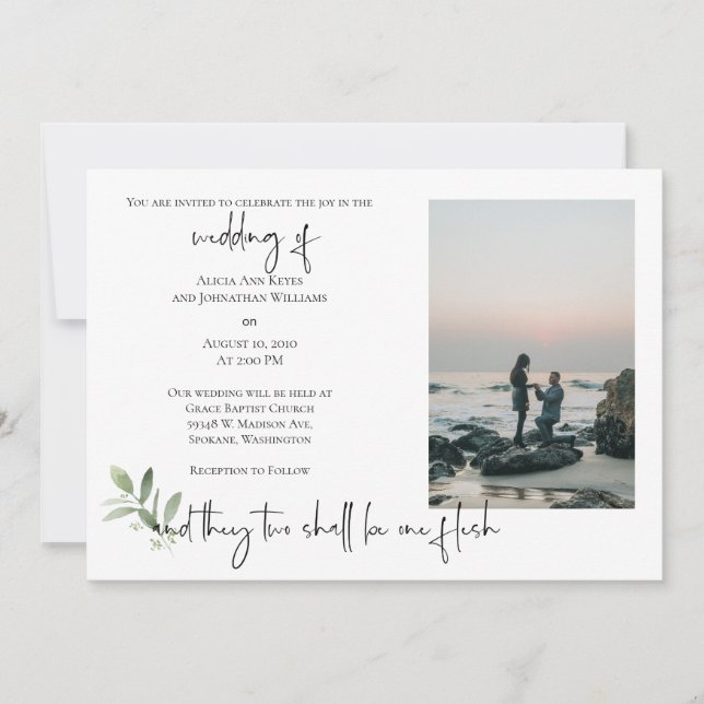 Religious 2 Photo Wedding Invitation (Front)