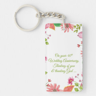 Religious 40th Wedding Anniversary Flowers Keychain