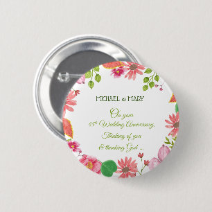 Religious 45th Wedding Anniversary Flowers 2 Inch Round Button