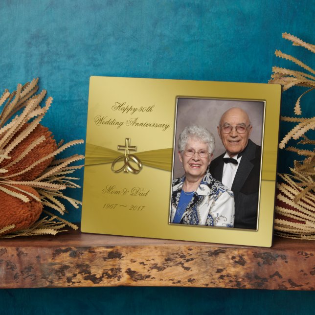 Religious 50th Wedding Anniversary Photo Plaque (Side)