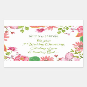 Religious 5th Wedding Anniversary Flowers Sticker
