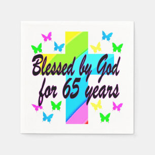 RELIGIOUS 65TH BLESSED BY GOD DESIGN NAPKIN