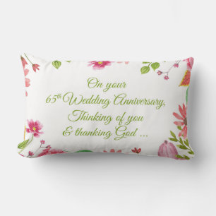 Religious 65th Wedding Anniversary Flowers Lumbar Pillow