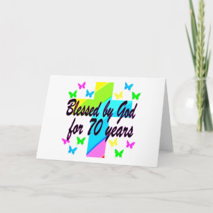 RELIGIOUS 70TH BIRTHDAY CROSS DESIGN CARD