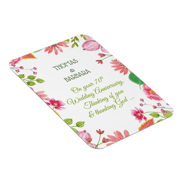 Religious 70th Wedding Anniversary Flowers Magnet (Right Side)