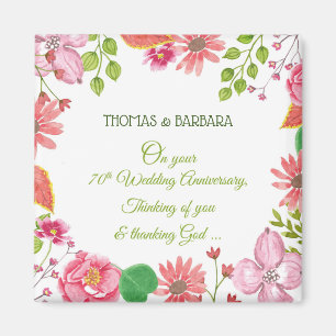 Religious 70th Wedding Anniversary Flowers Magnet