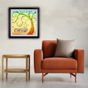 Religious All Things Christ Pretty Tree Poster
