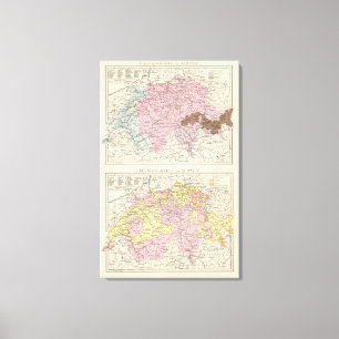 Religious and Linguistic Map of Switzerland Canvas Print