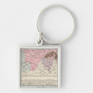 Religious and Linguistic Map of Switzerland Keychain