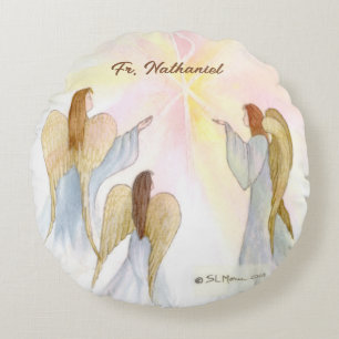Religious Angels Personalized Round Pillow