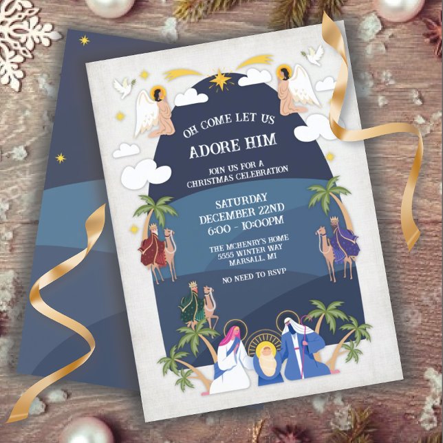 Religious Arch Christmas Nativity Scene Party Invitation (Creator Uploaded)