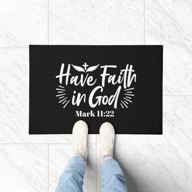 Religious Art: Have Faith in God Scripture Design Doormat (Indoor)