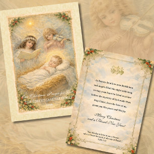 Religious Baby Jesus Angels Scripture Holiday Card